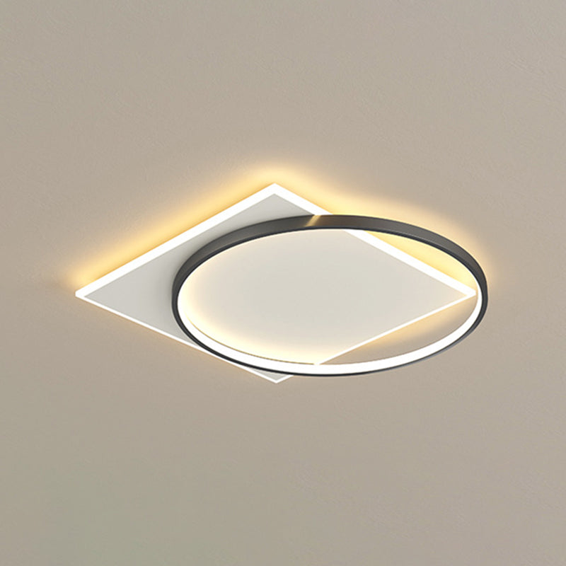 Acrylic LED Flush Mount in Modern Creative Style Iron Geometric Ceiling Light in Black and White