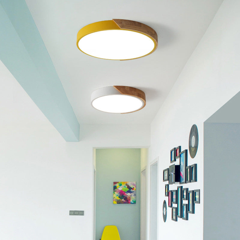 Abat-jour rond simple lumière encastré nordique macaron encastré plafonnier luminaire