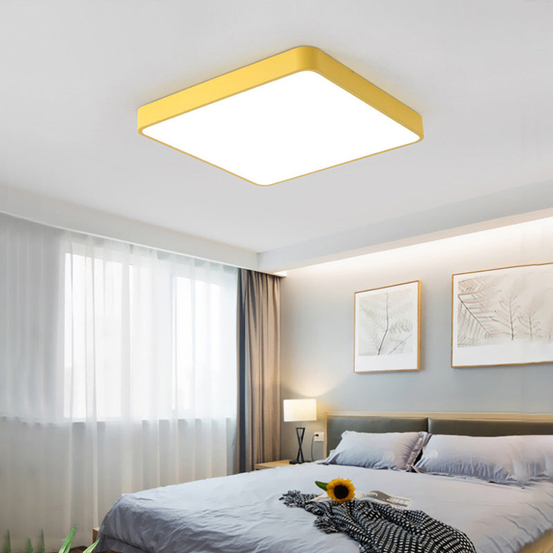 Square Shade 1-Light Flush Mount Nordic Macaron Flush Mount Ceiling Lighting Fixture