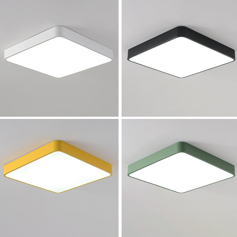 Square Shade 1-Light Flush Mount Nordic Macaron Flush Mount Ceiling Lighting Fixture