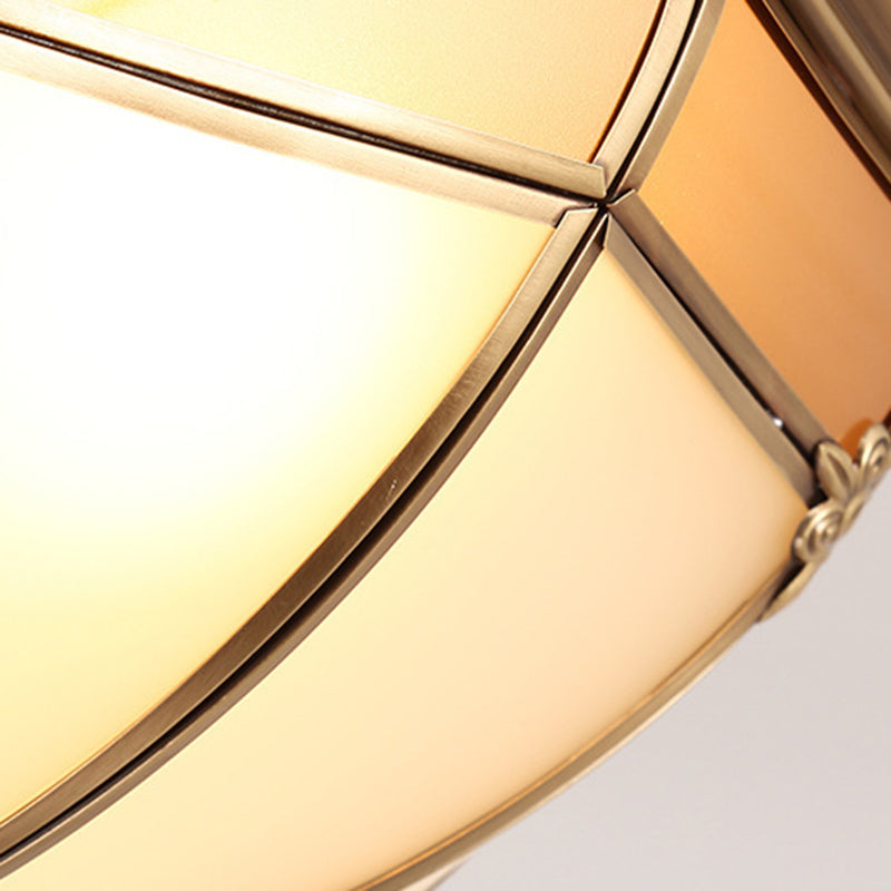 Plafonnier bol en laiton de style artistique colonial, plafonnier d'intérieur en cuivre avec abat-jour en verre