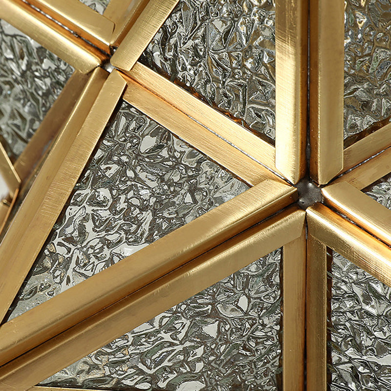 Plafonnier étoile en cuivre à montage encastré d'intérieur de luxe colonial avec abat-jour en verre