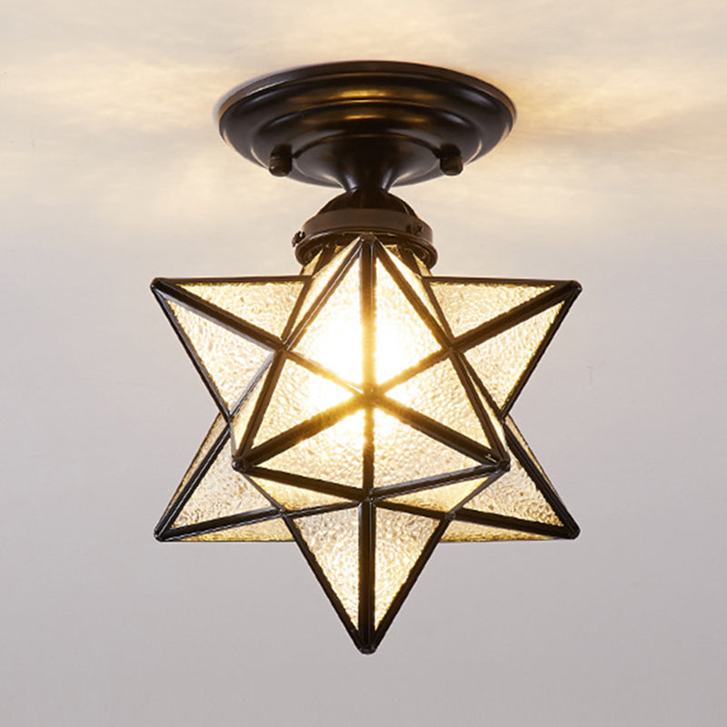 Colonical Creative Star - Lámpara de techo individual de cobre con pantalla de cristal
