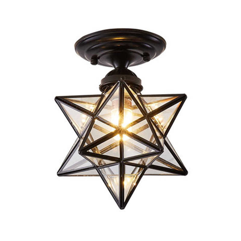 Colonical Creative Star - Lámpara de techo individual de cobre con pantalla de cristal