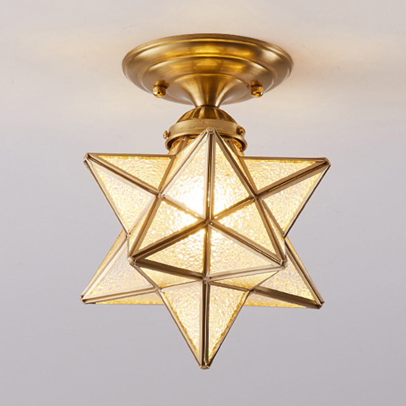 Colonical Creative Star - Lámpara de techo individual de cobre con pantalla de cristal