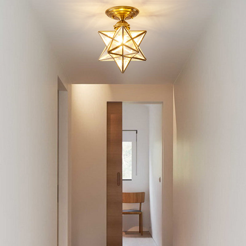 Colonical Creative Star - Lámpara de techo individual de cobre con pantalla de cristal