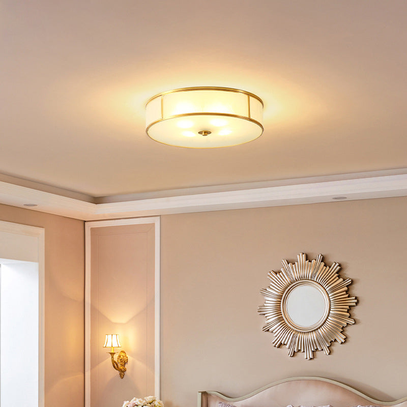 Plafoniera coloniale a soffitto in vetro con montaggio a incasso a soffitto a più luci per soggiorno