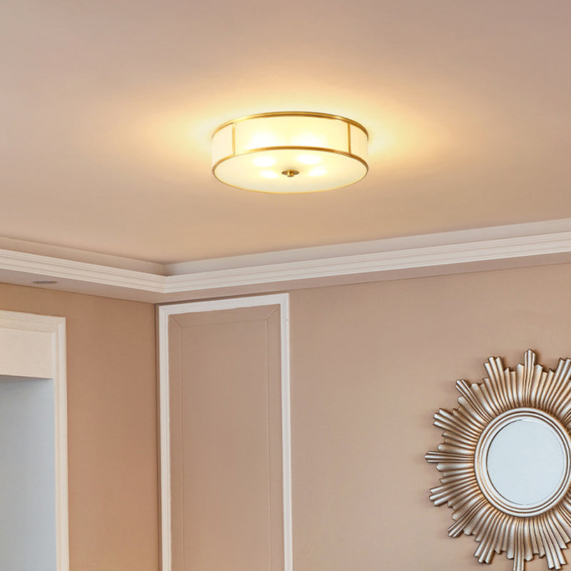 Plafoniera coloniale a soffitto in vetro con montaggio a incasso a soffitto a più luci per soggiorno