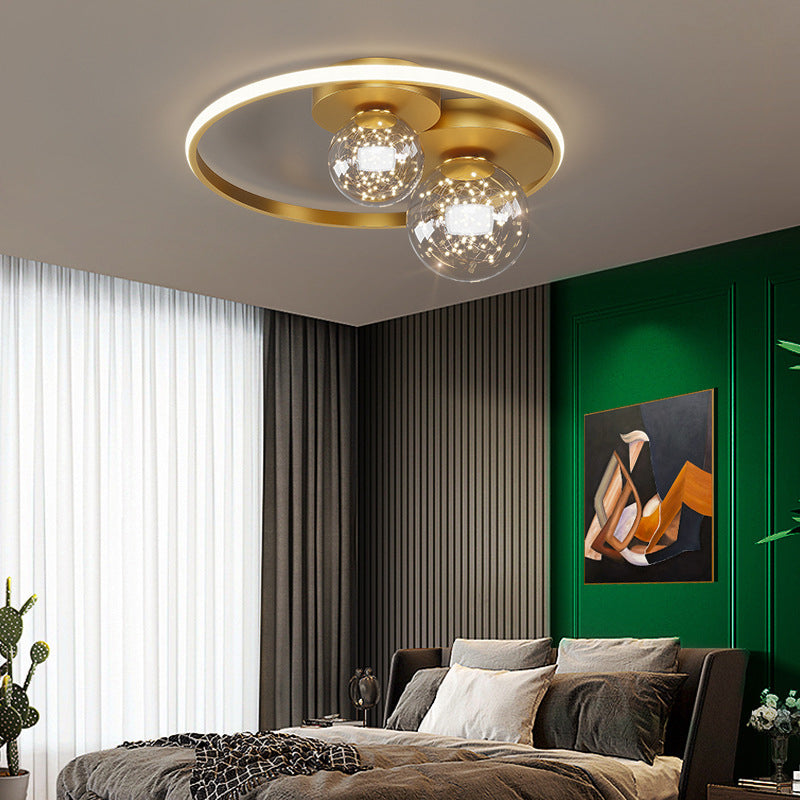 Luminaire de plafond encastré de style moderne à 3 lumières à abat-jour géométrique en or