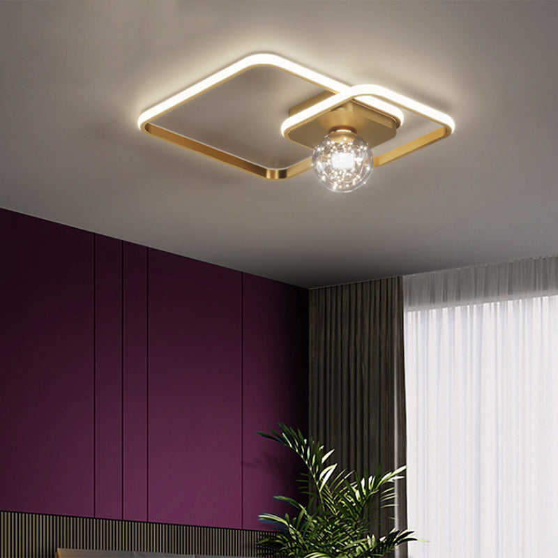 Luminaire de plafond encastré de style moderne à 3 lumières à abat-jour géométrique en or