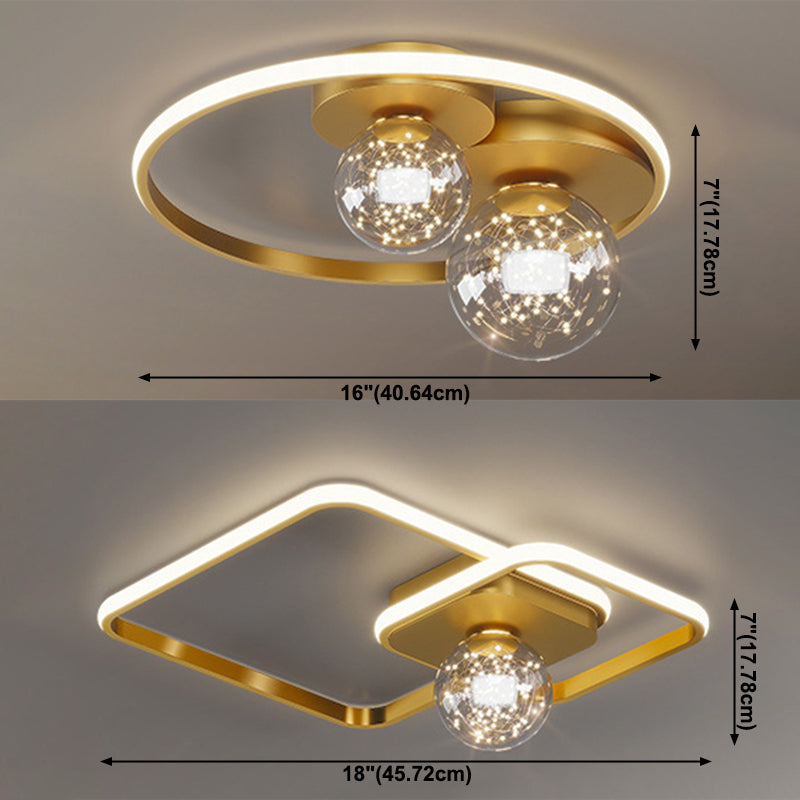 Luminaire de plafond encastré de style moderne à 3 lumières à abat-jour géométrique en or