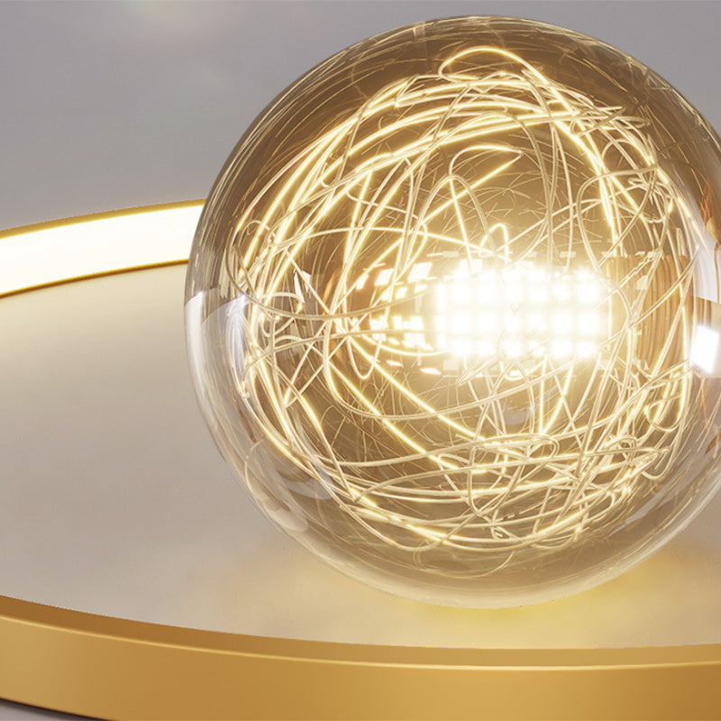 Luminaire de plafond encastré de style moderne à 3 lumières à abat-jour géométrique en or
