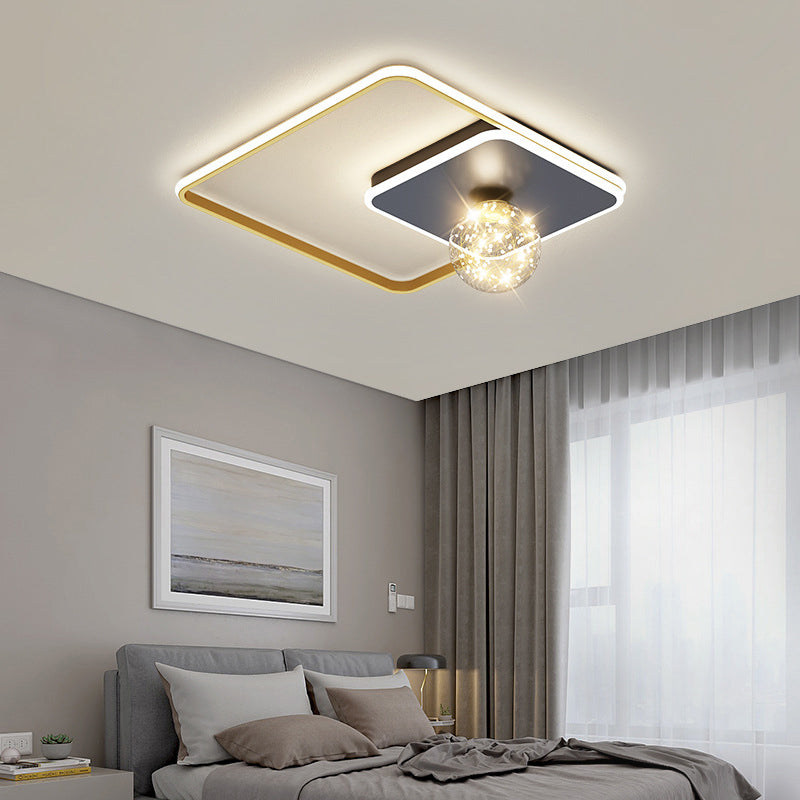 3-Lights Geometric Shade Flush Mount Modern Style Flush Mount Ceiling Lighting Fixture in Gold