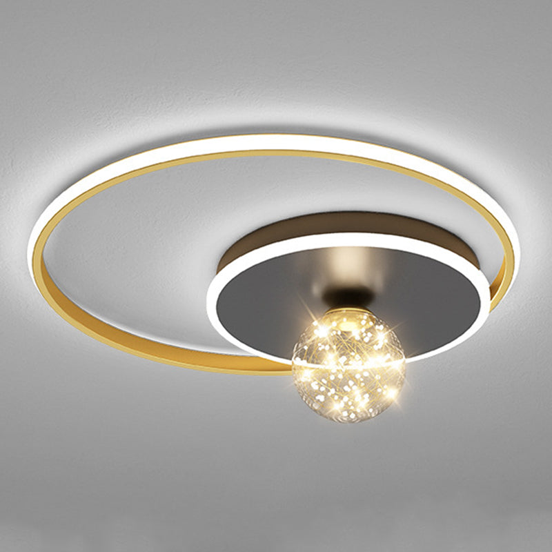 3-Lights Geometric Shade Flush Mount Modern Style Flush Mount Ceiling Lighting Fixture in Gold