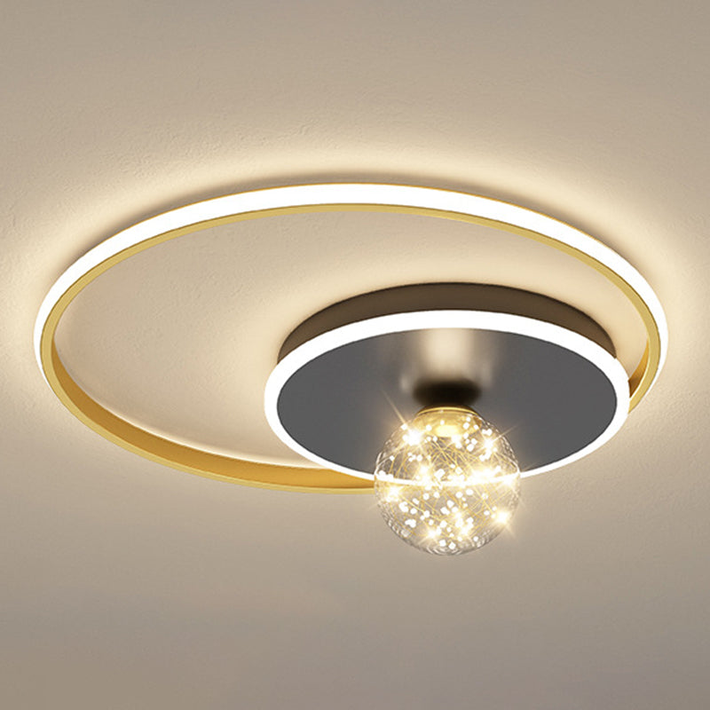 3-Lights Geometric Shade Flush Mount Modern Style Flush Mount Ceiling Lighting Fixture in Gold