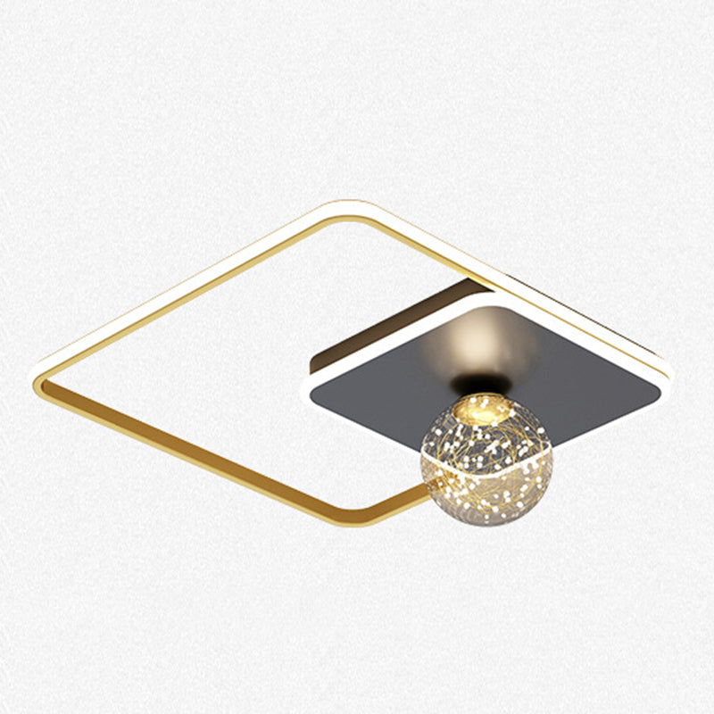 3-Lights Geometric Shade Flush Mount Modern Style Flush Mount Ceiling Lighting Fixture in Gold