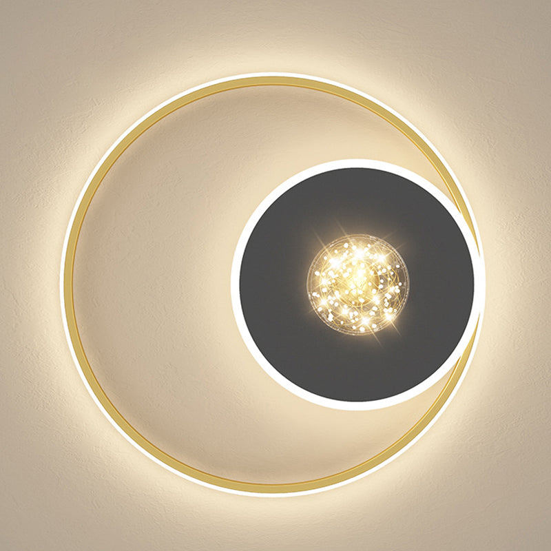 3-Lights Geometric Shade Flush Mount Modern Style Flush Mount Ceiling Lighting Fixture in Gold