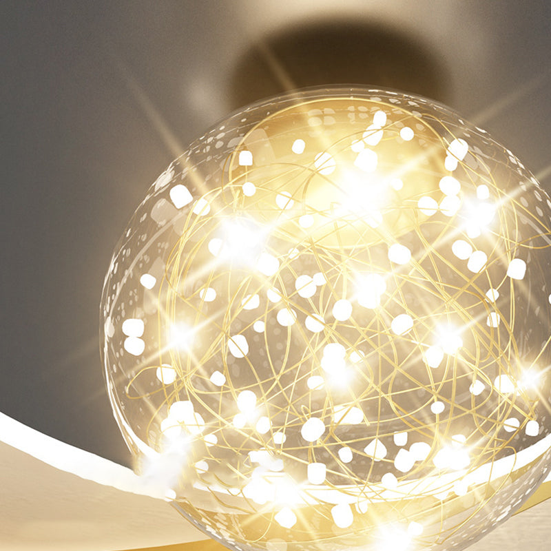 3-Lights Geometric Shade Flush Mount Modern Style Flush Mount Ceiling Lighting Fixture in Gold