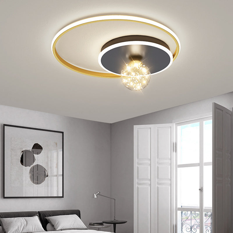 3-Lights Geometric Shade Flush Mount Modern Style Flush Mount Ceiling Lighting Fixture in Gold