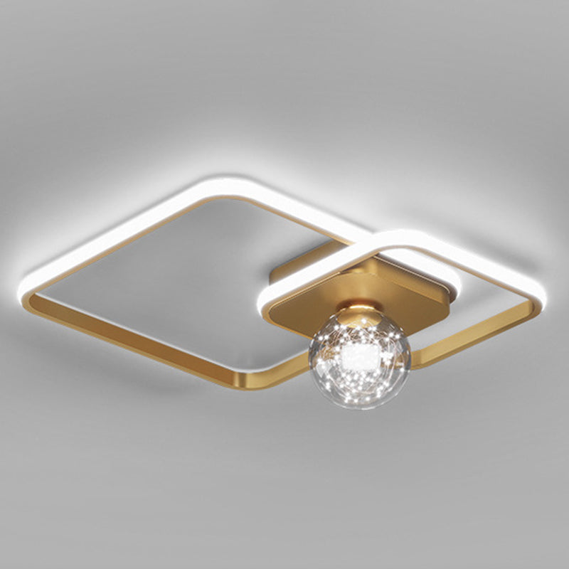 3-Lights Square Shade Flush Mount Modern Style Flush Mount Ceiling Lighting Fixture