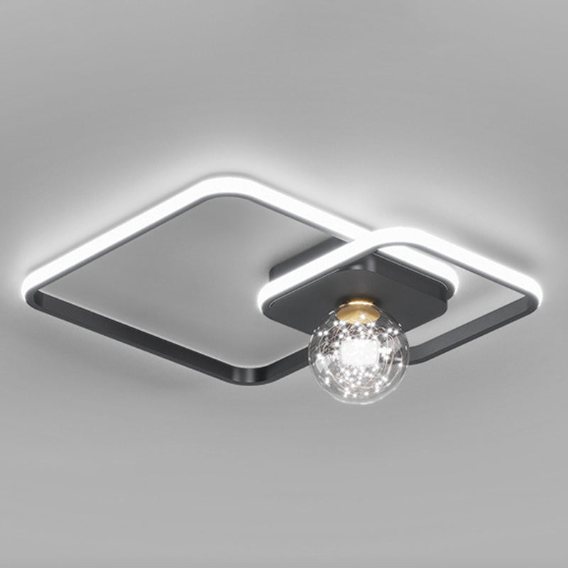 3-Lights Square Shade Flush Mount Modern Style Flush Mount Ceiling Lighting Fixture