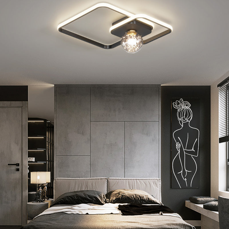 3-Lights Square Shade Flush Mount Modern Style Flush Mount Ceiling Lighting Fixture