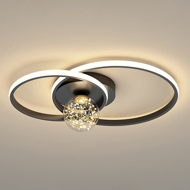 Plafonnier encastré multi-lumières à abat-jour rond de style moderne, noir