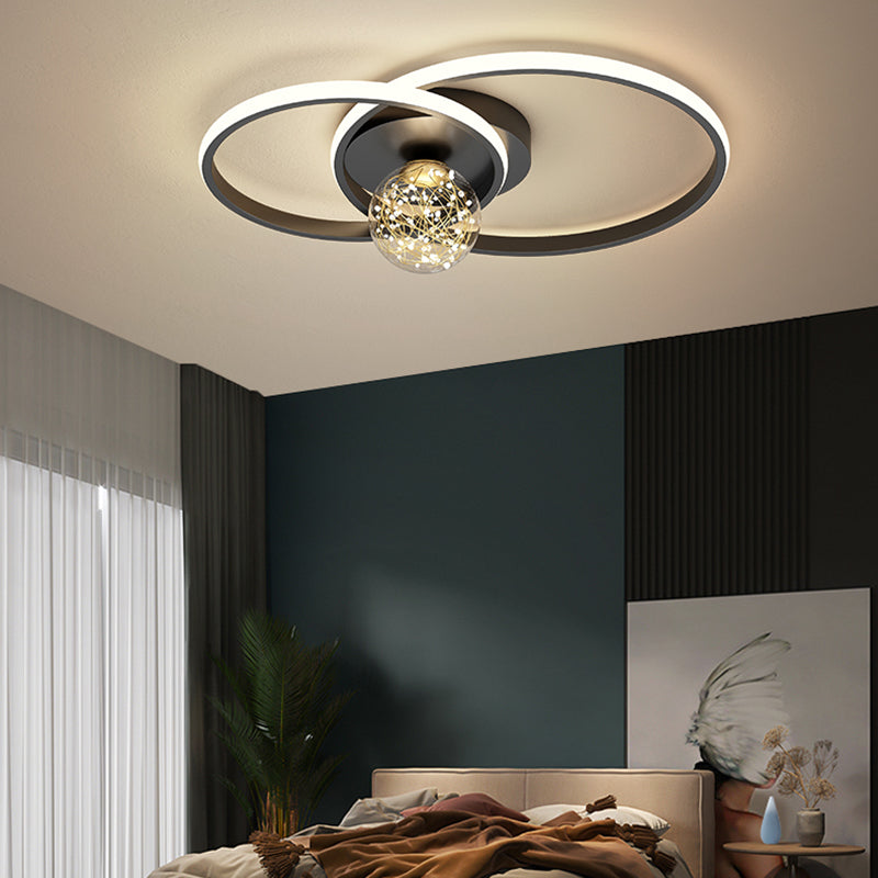 Plafonnier encastré multi-lumières à abat-jour rond de style moderne, noir