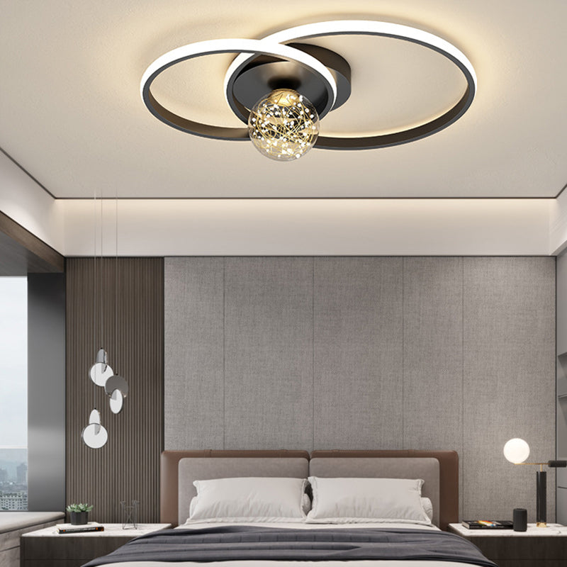 Plafonnier encastré multi-lumières à abat-jour rond de style moderne, noir