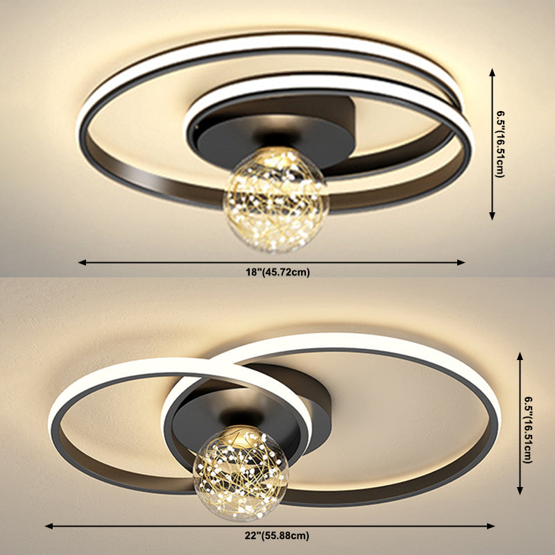 Plafonnier encastré multi-lumières à abat-jour rond de style moderne, noir