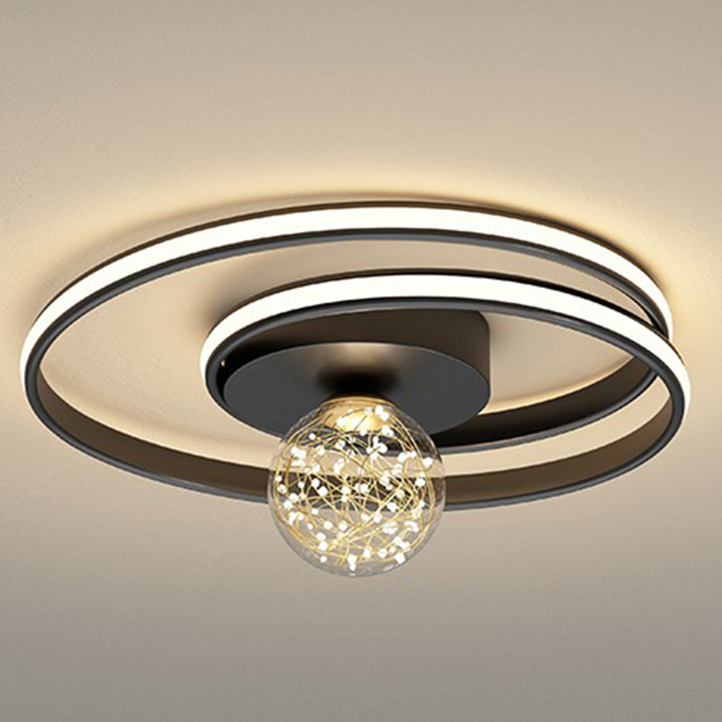 Plafonnier encastré multi-lumières à abat-jour rond de style moderne, noir