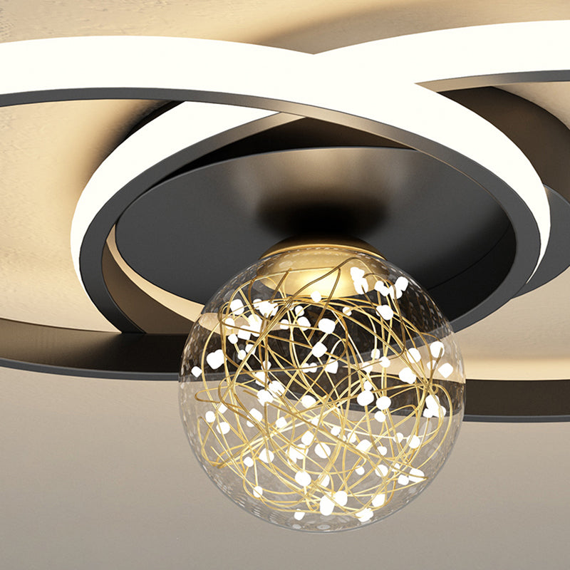 Plafonnier encastré multi-lumières à abat-jour rond de style moderne, noir