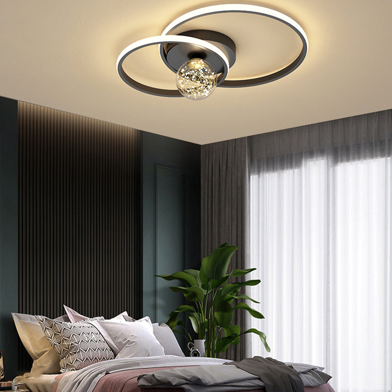 Plafonnier encastré multi-lumières à abat-jour rond de style moderne, noir