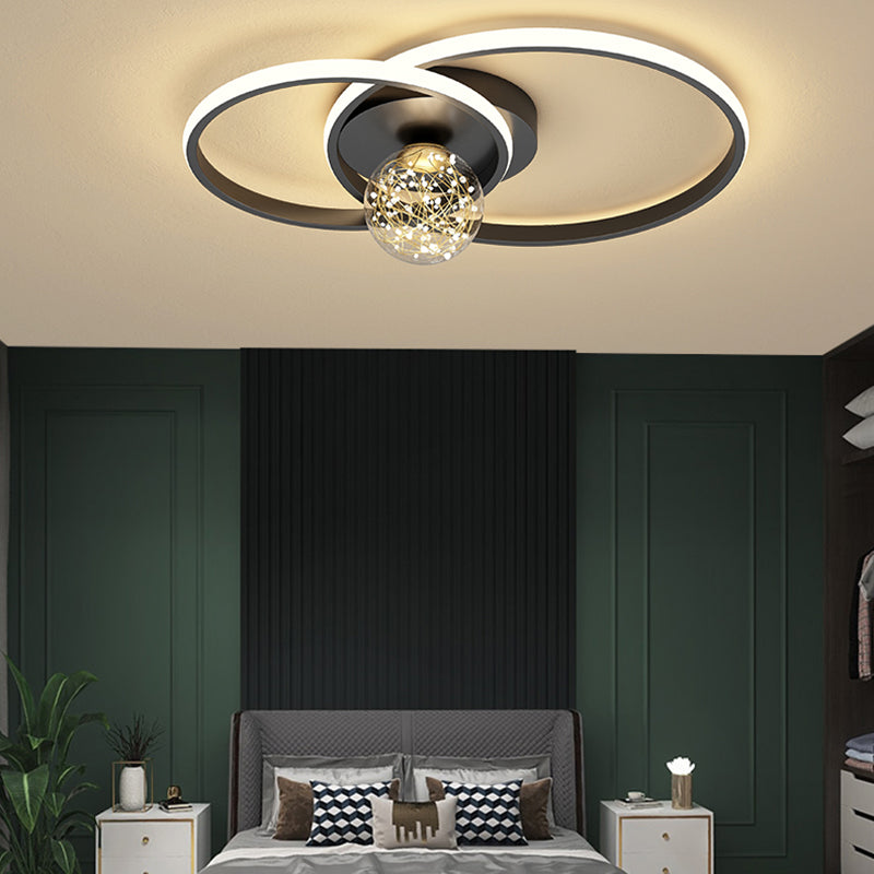 Plafonnier encastré multi-lumières à abat-jour rond de style moderne, noir