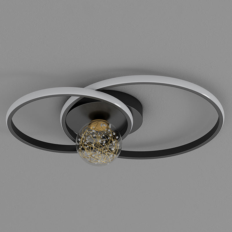Round Shade Multi-Lights Flush Mount Modern Style Flush Mount Deckenleuchte in Schwarz