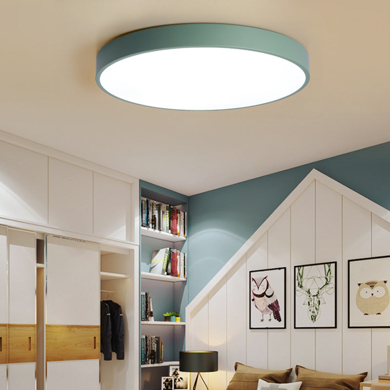 1-Light Round Shade Flush Mount Nordic Macarons Style Flush Mount Ceiling Lighting Fixture