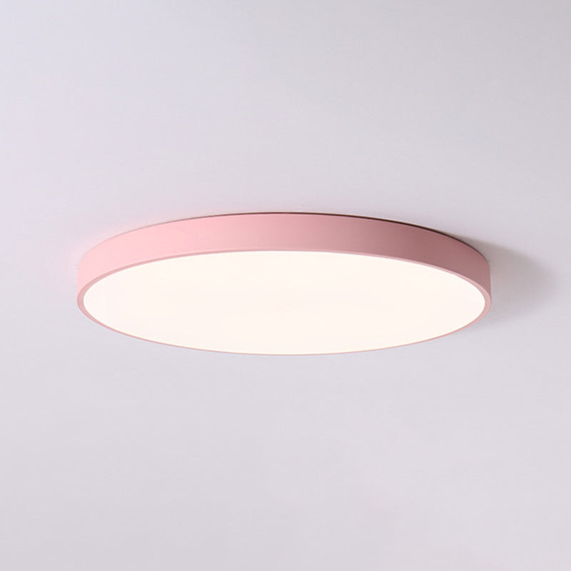 1-Light Round Shade Flush Mount Nordic Macarons Style Flush Mount Ceiling Lighting Fixture