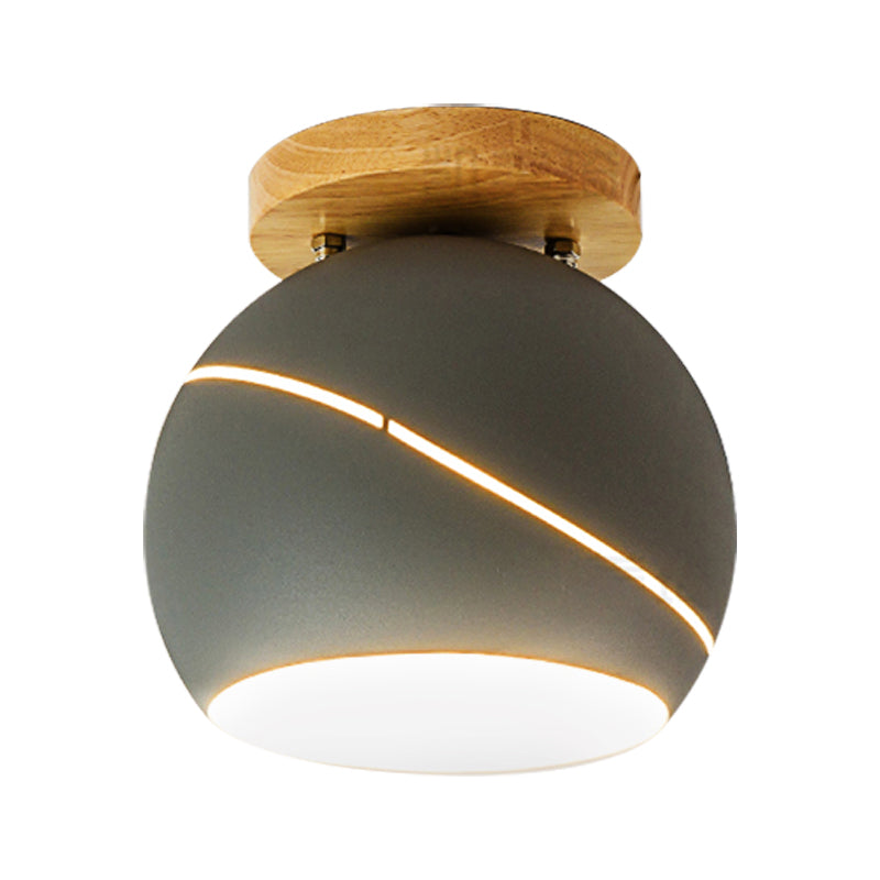 Green/Pink/Gray Spherical Flush Mount Light Fixture Contemporary Metal 1 Head Indoor Ceiling Mounted Light