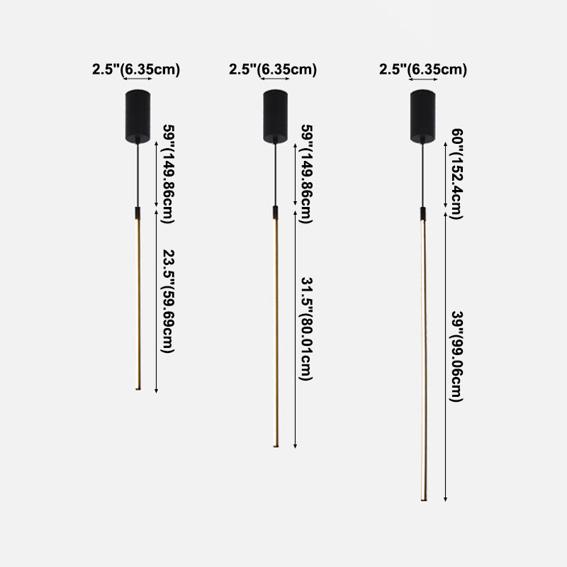 Modern Simple Style LED Line Hanging Pendant 1 Light Hanging Ceiling Light in Black for Hotel