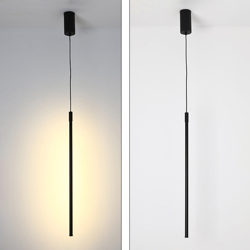Modern Simple Style LED Line Hanging Pendant 1 Light Hanging Ceiling Light in Black for Hotel