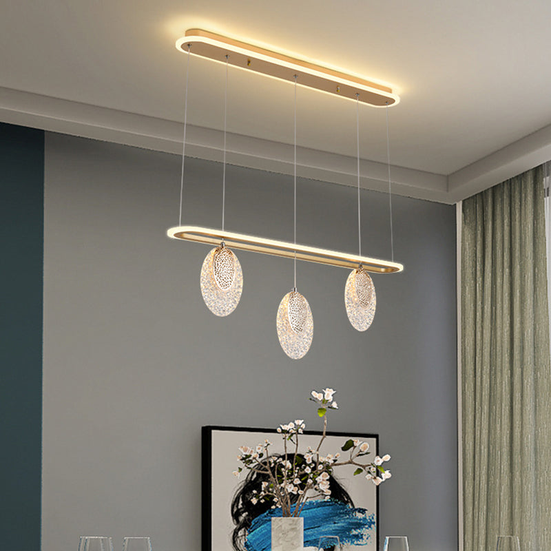 Moderno lampadario a pendente geometrica dell'isola illuminazione metallo 5 isola luminosa in oro