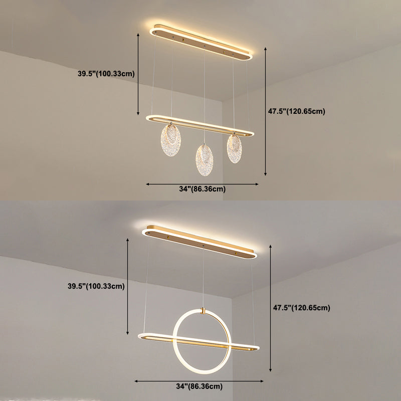Moderno lampadario a pendente geometrica dell'isola illuminazione metallo 5 isola luminosa in oro