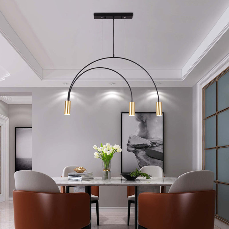 Modern Kitchen Island Lighting Cylinder Island Light Metal Island Lamps in Black and Gold