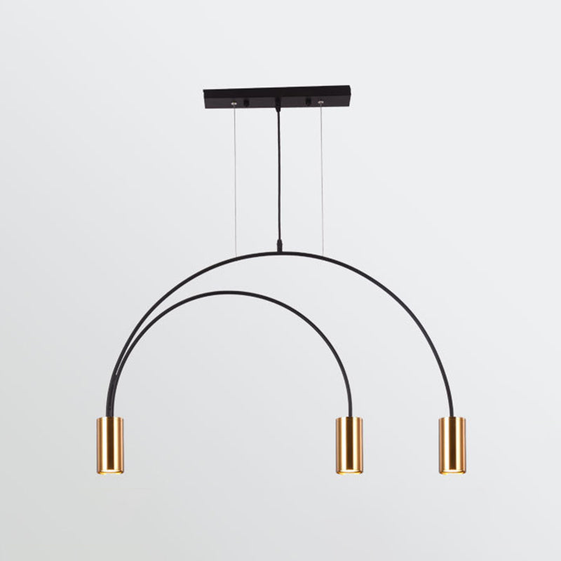 Modern Kitchen Island Lighting Cylinder Island Light Metal Island Lamps in Black and Gold