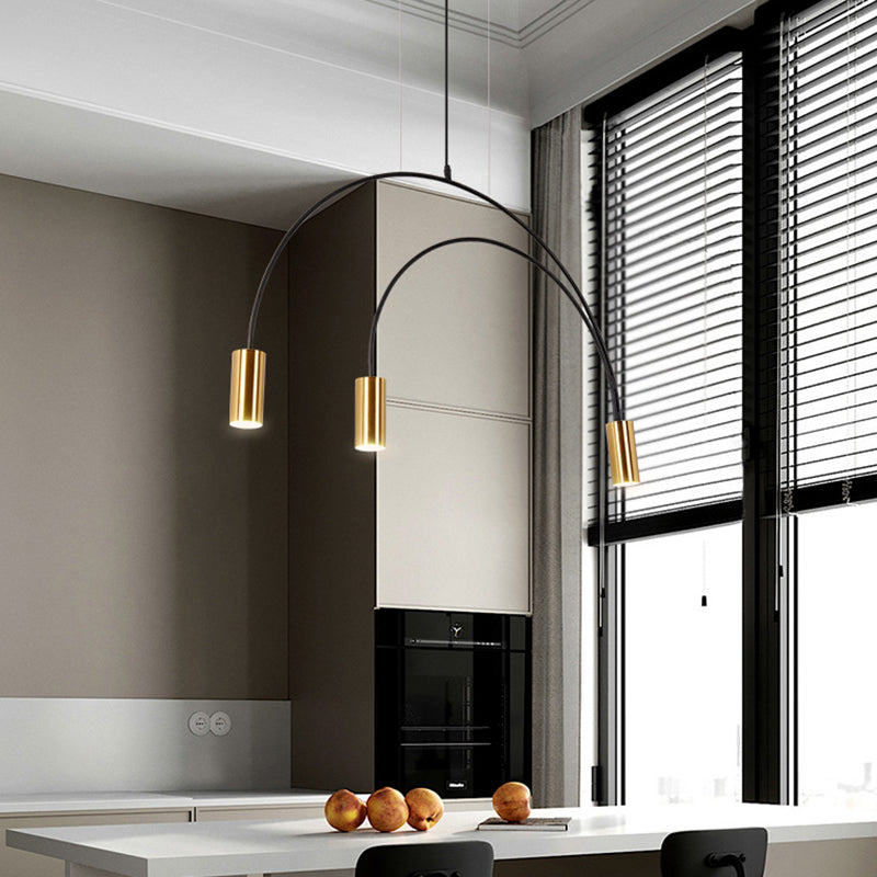 Modern Kitchen Island Lighting Cylinder Island Light Metal Island Lamps in Black and Gold