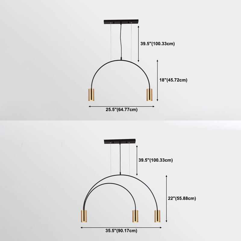 Modern Kitchen Island Lighting Cylinder Island Light Metal Island Lamps in Black and Gold