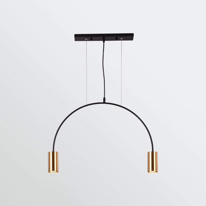 Modern Kitchen Island Lighting Cylinder Island Light Metal Island Lamps in Black and Gold