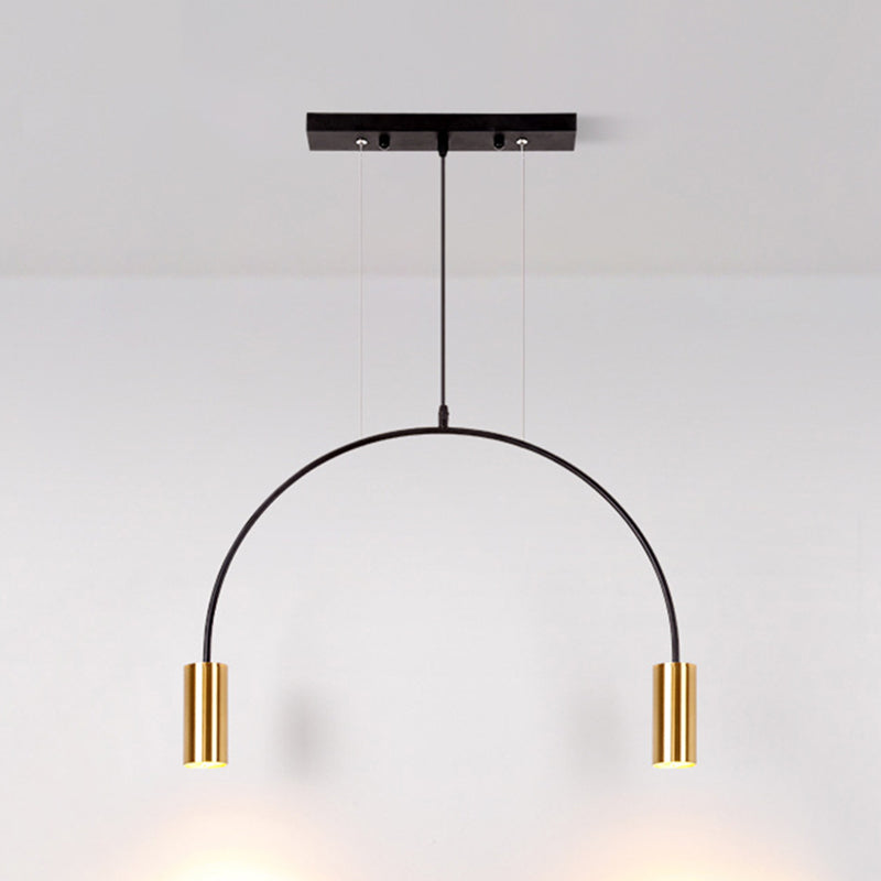 Modern Kitchen Island Lighting Cylinder Island Light Metal Island Lamps in Black and Gold