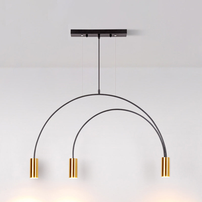 Modern Kitchen Island Lighting Cylinder Island Light Metal Island Lamps in Black and Gold
