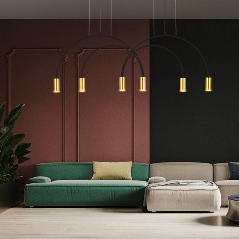 Modern Kitchen Island Lighting Cylinder Island Light Metal Island Lamps in Black and Gold